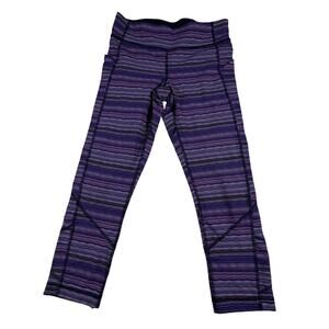Lululemon W6G65S Purple Space Dye Stripe Pace Rival Crop Leggings Women's Size 6